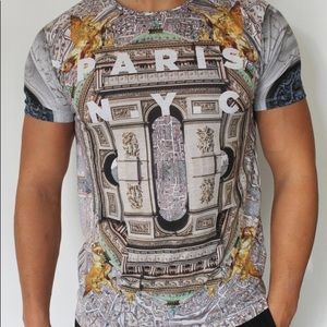 Zara man short sleeve top/ Paris NYC / size small
